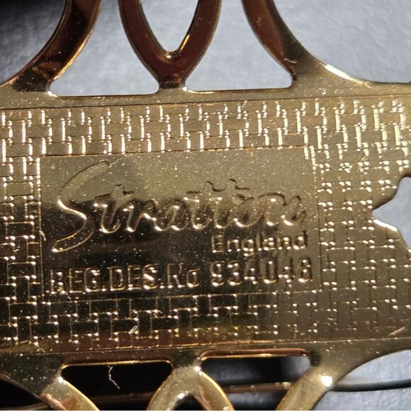 Stratton England Signed Floral Mirror Lipstick Holder Vintage Pat Number - Picture 4 of 6